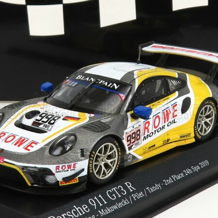 MINICHAMPS 1/43 PORSCHE | 911 991-2 GT3 R TEAM ROWE RACING N 998 2nd 24h SPA 2019 F.MAKOWIECKI - P.PILET - N.TANDY | GREY WHITE YELLOW