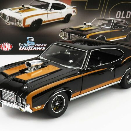 ACME-MODELS 1/18 OLDSMOBILE | 442 HURST COUPE DRUG OUTLAW DRAGSTER 1972 | BLACK YELLOW