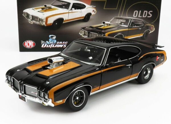 ACME-MODELS 1/18 OLDSMOBILE | 442 HURST COUPE DRUG OUTLAW DRAGSTER 1972 | BLACK YELLOW