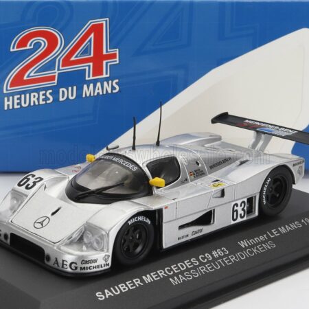 IXO-MODELS 1/43 SAUBER | MERCEDES BENZ C9 5.0L TURBO V8 TEAM SAUBER MERCEDES N 63 WINNER 24h LE MANS 1989 J.MASS - M.REUTER - S.DICKENS | SILVER