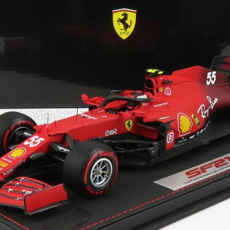 BBR-MODELS 1/18 FERRARI | F1 SF21  TEAM SCUDERIA FERRARI MISSION WINNOW N 55 5th EMILIA ROMAGNA ITALY GP - SOFT RED TIRES 2021 CARLOS SAINZ JR. - CON VETRINA - WITH SHOWCASE | RED