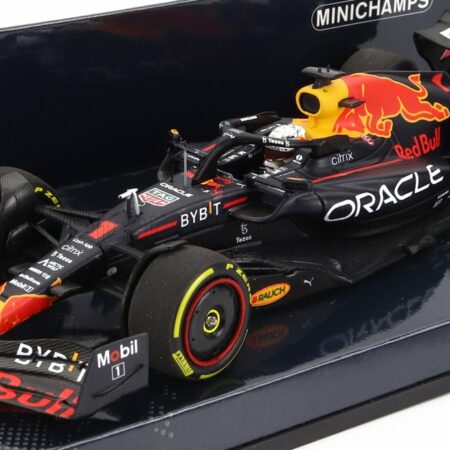 MINICHAMPS 1/43 RED BULL | F1  RB18 TEAM ORACLE RED BULL RACING N 1 BAHRAIN GP WORLD CHAMPION 2022 MAX VERSTAPPEN | MATT BLUE YELLOW RED