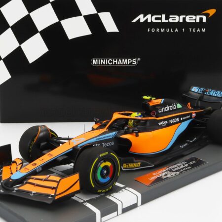 MINICHAMPS 1/18 McLAREN | F1  MCL36 MERCEDES TEAM MCLAREN N 4 BAHRAIN GP 2022 LANDO NORRIS | ORANGE LIGHT BLUE