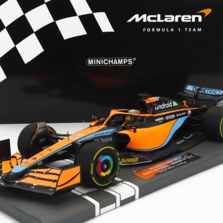 MINICHAMPS 1/18 McLAREN | F1  MCL36 MERCEDES TEAM MCLAREN N 3 BAHRAIN GP 2022 DANIEL RICCIARDO | ORANGE LIGHT BLUE