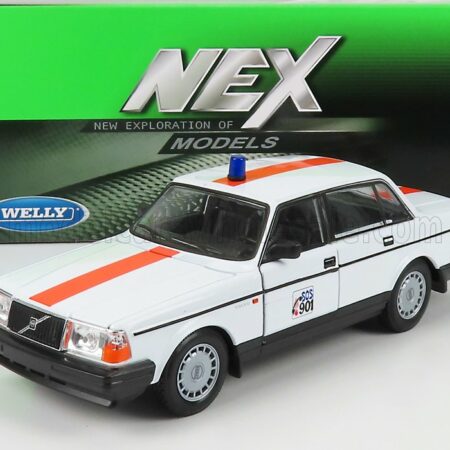 WELLY 1/24 VOLVO | 240 GL SOS 901 BELGIUM POLICE 1986 | WHITE ORANGE