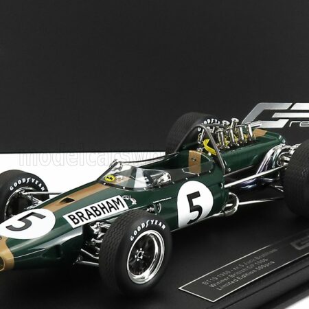 GP-REPLICAS 1/18 BRABHAM | F1  BT19 N 5 WINNER BRITISH GP JACK BRABHAM 1966 WORLD CHAMPION - CON VETRINA - WITH SHOWCASE | GREEN GOLD