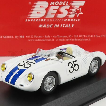 BEST-MODEL 1/43 PORSCHE | 550 RS SPIDER N 35 24h LE MANS 1957 HUGUS - G.DE BEAUFORT | WHITE BLUE