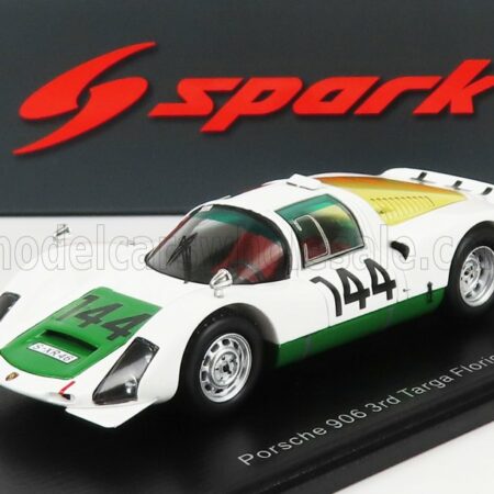 SPARK-MODEL 1/43 PORSCHE | 906 N 144 3rd TARGA FLORIO 1966 V.ARENA - A.PUCCI | WHITE GREEN