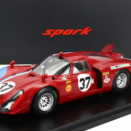 SPARK-MODEL 1/18 ALFA ROMEO | T33/2 1996cc V8 TEAM VDS RACING N 37 24h LE MANS 1968 T.PILETTE - R.SLOTEMAKER - CON VETRINA - WITH SHOWCASE | RED