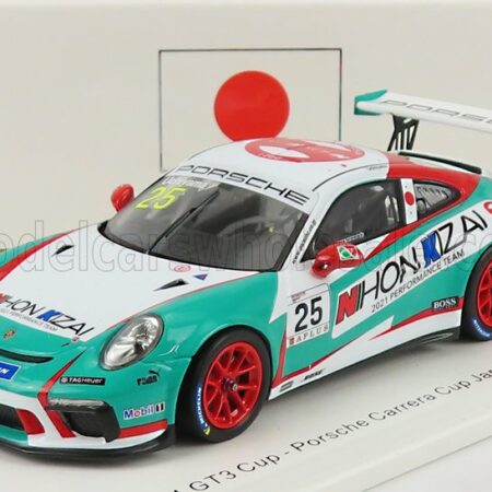 SPARK-MODEL 1/43 PORSCHE | 911 991 GT3 CUP N 25 PORSCHE CARRERA CUP JAPAN PRO-AM CHAMPION 2021 KIYOSHI UCHIYAMA | LIGHT BLUE WHITE