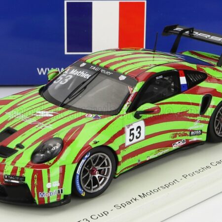 SPARK-MODEL 1/43 PORSCHE | 911 991 GT3 CUP N 53 PORSCHE CARRERA CUP FRANCE BARCELONA 2021 ARTHUR MATHIEU | GREEN RED