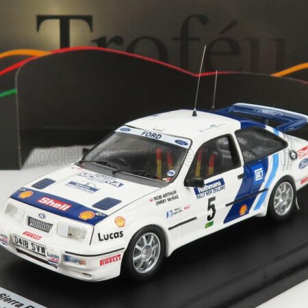 TROFEU 1/43 FORD ENGLAND | SIERRA RS COSWORTH N 5 RALLY NEW ZEALAND 1989 J.McRAE - R.ARTHUR | WHITE BLUE