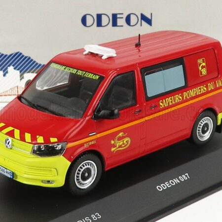 ODEON 1/43 VOLKSWAGEN | T6 MINIBUS SAPEURS POMPIERS SDIS 83 2015 | RED YELLOW