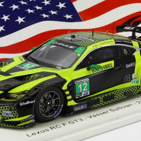 SPARK-MODEL 1/43 LEXUS | RC F GT3 TEAM AIM VASSER SULLIVAN N 12 24h DAYTONA 2021 R.MEGENNIS - Z.VEACH - T.BELL - F.MONTECALVO | BLACK YELLOW