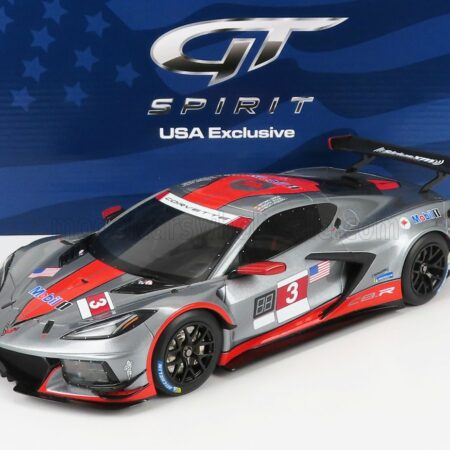 GT-SPIRIT 1/18 CHEVROLET | C8.R 5.5L V8 TEAM CORVETTE RACING N 3 12h SEBRING LHD 2021 A.GARCIA - J.TAYLOR - N.CATSBURG | GREY RED