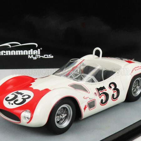 TECNOMODEL 1/18 MASERATI | TIPO 61 BIRDCAGE N 53 WINNER RIVERSIDE TIME GP 1960 BILL KRAUSE | WHITE RED