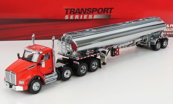 DM-MODELS 1/50 KENWORTH | T880 TRUCK WITH FD9300/DT-C4 TANKER PETROLEUM 1990 | RED CHROME