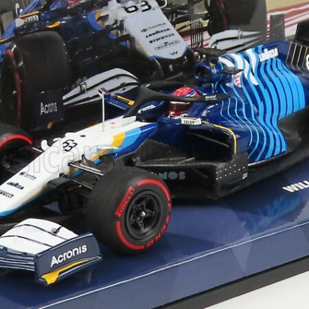 MINICHAMPS 1/43 WILLIAMS | F1  FW43B MERCEDES M12 EQ POWER+ TEAM  WILLIAMS RACING N 63 BAHRAIN GP 2021 GEORGE RUSSEL | WHITE LIGHT BLUE