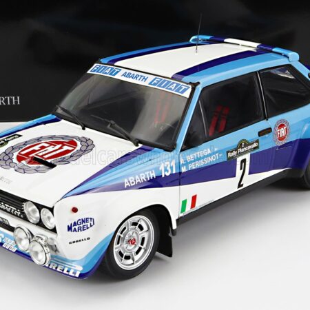 KYOSHO 1/18 FIAT | 131 ABARTH N 2 WINNER RALLY PIANCAVALLO 1981 A.BETTEGA - M.PERISSINOT | WHITE BLUE