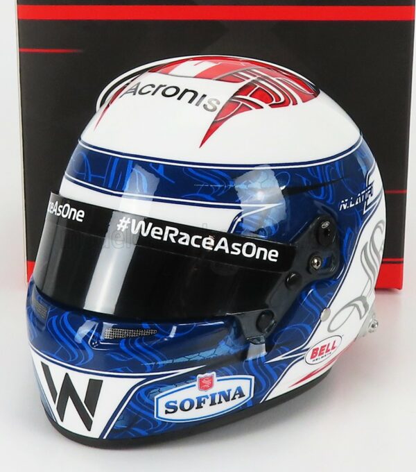 MINI HELMET 1/2 BELL HELMET | F1  CASCO HELMET WILLIAMS FW44 TEAM WILLIAMS RACING N 6 SEASON 2022 NICHOLAS LATIFI | WHITE BLUE RED