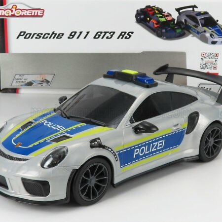 MAJORETTE 1/16 PORSCHE | 911 991 GT3 RS COUPE POLIZEI 2013 + 911 GT3 RS 1/64 SCALE | SILVER BLUE