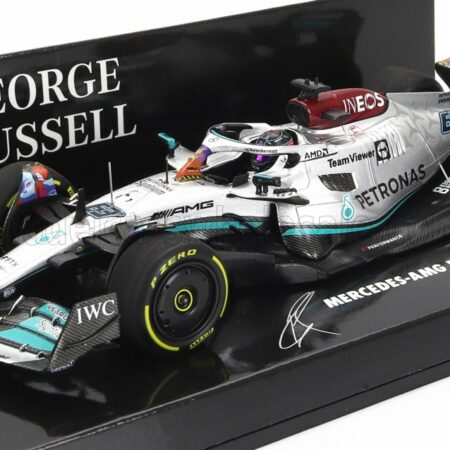 MINICHAMPS 1/43 MERCEDES GP | F1 W13E TEAM MERCEDES-AMG PETRONAS F1 N 63 3rd MIAMI GP 2022 GEORGE RUSSEL | SILVER GREEN