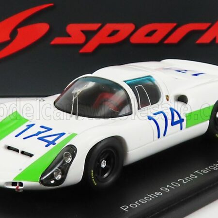 SPARK-MODEL 1/43 PORSCHE | 910 N 174 2nd TARGA FLORIO 1967 L.CELLA - G.BISCALDI | WHITE GREEN