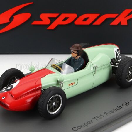 SPARK-MODEL 1/43 COOPER | F1  T51 N 48 FRANCE GP 1960 B.HALFORD | RED LIGHT GREEN