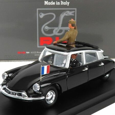 RIO-MODELS 1/43 CITROEN | DS19 CABRIOLET WITH GENERAL DE GAULLE AND DRIVER FIGURE 1960 | BLACK