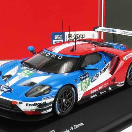 IXO-MODELS 1/43 FORD USA | GT 3.5L TURBO V6 TEAM FORD CHIP GANASSI UK N 67 LMGTE PRO 2nd 24h LE MANS 2017 H.TINCKNELL - A.PRIAULX - P.DERANI | RED BLUE WHITE