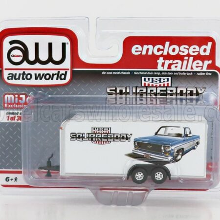 AUTOWORLD 1/64 TRAILER | ENCLOSED TRAILER CAR TRANSPORTER SQUAREBODY USA 2000 | WHITE GOLD