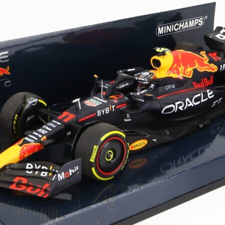 MINICHAMPS 1/43 RED BULL | F1  RB18 TEAM ORACLE RED BULL RACING N 11 WINNER MONACO GP 2022 SERGIO PEREZ | MATT BLUE YELLOW RED
