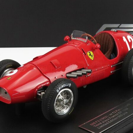 GP-REPLICAS 1/18 FERRARI | F1  500 F2 SCUDERIA FERRARI N 12 3rd FRANCE GP 1952 PIERO TARUFFI - CON VETRINA - WITH SHOWCASE | RED