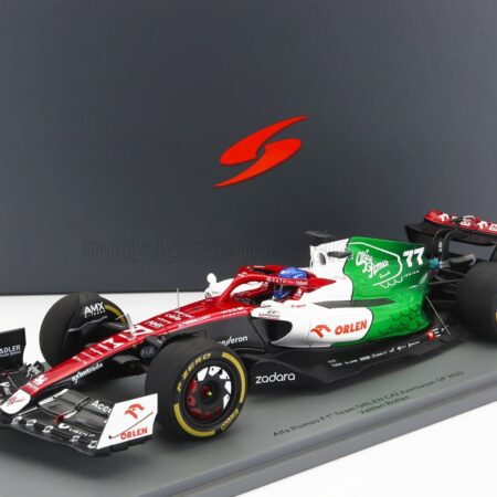 SPARK-MODEL 1/18 ALFA ROMEO | F1  C42 TEAM ORLEN RACING N 77 AZERBAIJAN GP 2022 VALTTERI BOTTAS - CON VETRINA - WITH SHOWCASE - SPECIAL BOX | WHITE RED MET GREEN