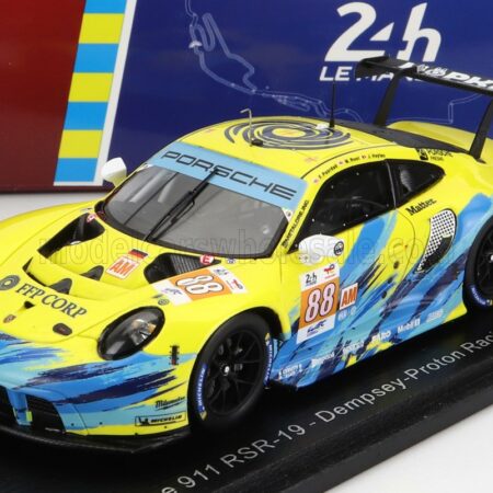 SPARK-MODEL 1/43 PORSCHE | 911 991 RSR-19 4.2L TEAM DEMPSEY PROTON RACING N 88 24h LE MANS 2022 F.POORDAD - M.ROOT - J.HEYLEN | YELLOW LIGHT BLUE