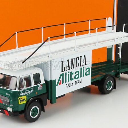 IXO-MODELS 1/43 FIAT | 673 TRUCK CAR TRANSPORTER TEAM LANCIA ALITALIA RALLY 1976 | GREEN WHITE