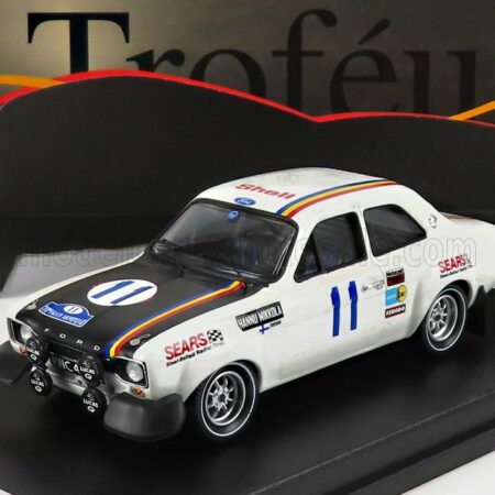 TROFEU 1/43 FORD ENGLAND | ESCORT MKI (night version) N 11 RALLY ACROPOLIS 1972 H.MIKKOLA - H.LIDDON | WHITE MATT BLACK