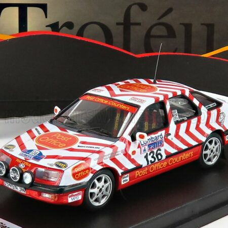 TROFEU 1/43 FORD ENGLAND | SIERRA XR4x4 (night version) N 136 RALLY RAC LOMBARD 1987 K.RIDLEY - G.BRADFORD | WHITE RED