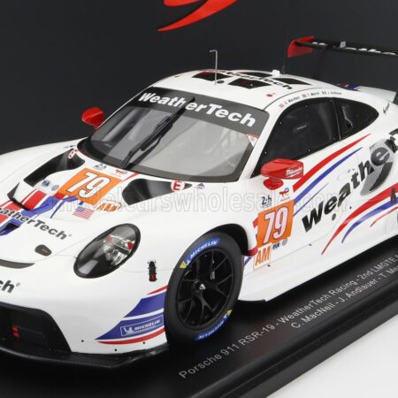 SPARK-MODEL 1/18 PORSCHE | 911 991 RSR-19 4.2L TEAM WEATHERTECH RACING N 79 2nd LMGTE AM CLASS 24h LE MANS 2022 C.MACNEIL - J.ANDLAUER - T.MERRIL - CON VETRINA - WITH SHOWCASE - SPECIAL BOX | WHITE