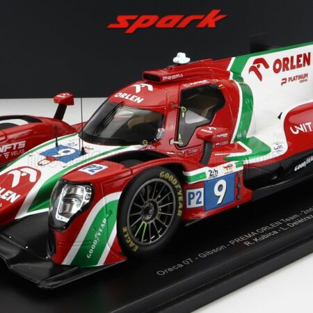 SPARK-MODEL 1/18 ORECA | GIBSON 07 GK428 4.2L V8 TEAM PREMA ORLEN N 9 2nd LMP2 CLASS 24h LE MANS 2022 R.KUBICA - L.DELETRAZ - L.COLOMBO - CON VETRINA - WITH SHOWCASE | RED WHITE GREEN