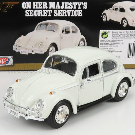 MOTOR-MAX 1/24 VOLKSWAGEN | BEETLE 1967 - 007 JAMES BOND - ON HER MAJESTY'S SECRET SERVICE - AL SERVIZIO SEGRETO DI SUA MAESTA' | WHITE