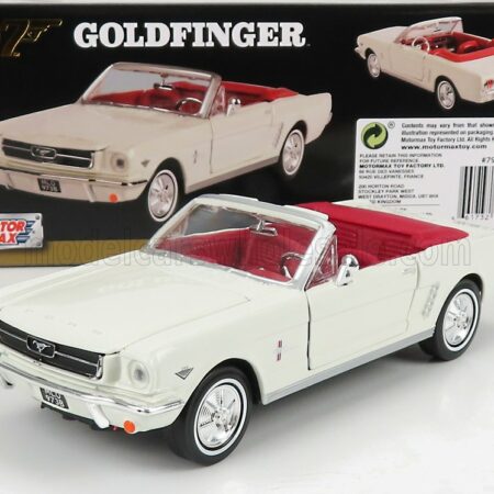 MOTOR-MAX 1/24 FORD USA | MUSTANG CABRIOLET OPEN 1964 - JAMES BOND 007 - GOLDFINGER - MISSIONE GOLDFINGER | WHITE