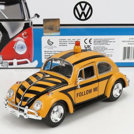 MOTOR-MAX 1/24 VOLKSWAGEN | BEETLE AIRPORT FOLLOW ME SERVICE CAR 1968 | YELLOW BLACK