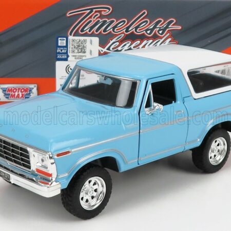 MOTOR-MAX 1/24 FORD USA | BRONCO HARD-TOP CLOSED 1978 | LIGHT BLUE WHITE