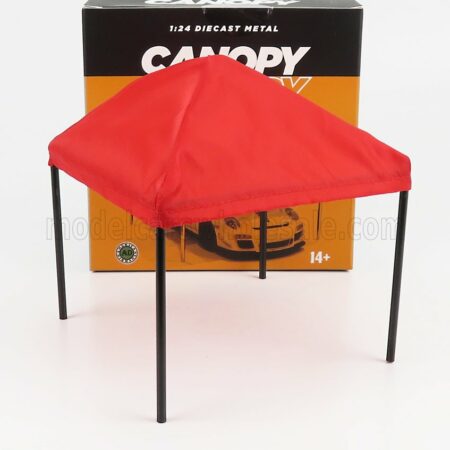 AMERICAN DIORAMA 1/24 ACCESSORIES | CANOPY SET WITH FRAME AND COVER | RED BLACK