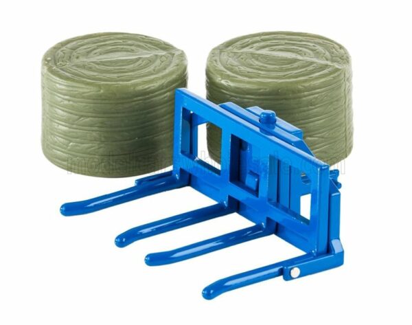 BRITAINS 1/32 ACCESSORIES | FLEMING DOUBLE BALE LIFTER - BALLA DI FIENO | BLUE