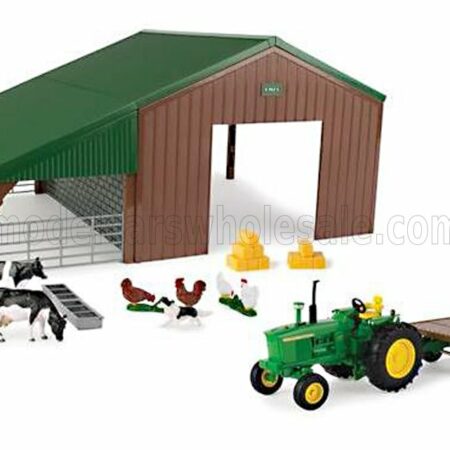 BRITAINS 1/32 JOHN DEERE | 4020 TRACTOR 1968 WITH ANIMALS AND FARM BUILDING - DIORAMA STALLA CON ANIMALI | GREEN