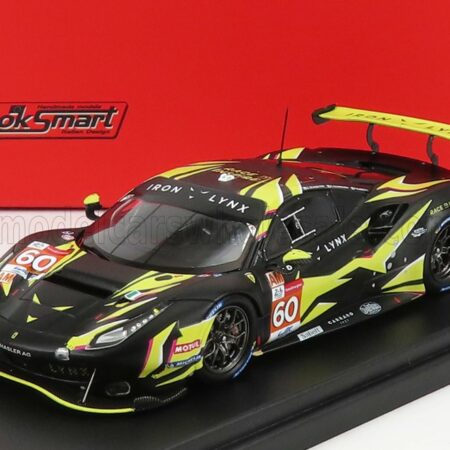 LOOKSMART 1/43 FERRARI | 488 GTE IRON LYNX TEAM N 60 24h LE MANS 2021 RAFFAELE GIAMMARIA - PAOLO RUBERTI - CLAUDIO SCHIAVONI | MATT BLACK YELLOW