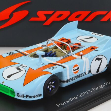 SPARK-MODEL 1/43 PORSCHE | 908/3 SPIDER N 7 TARGA FLORIO 1971 J.SIFFERT - B.REDMAN | LIGHT BLUE