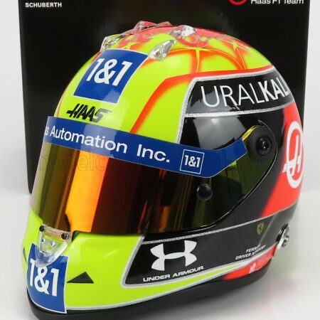 MINI HELMET 1/2 SCHUBERTH HELMET | F1 CASCO HELMET VF-21 TEAM URALKALI N 47 BRITISH SILVERSTONE GP 2021 MICK SCHUMACHER | GREEN RED BLACK YELLOW